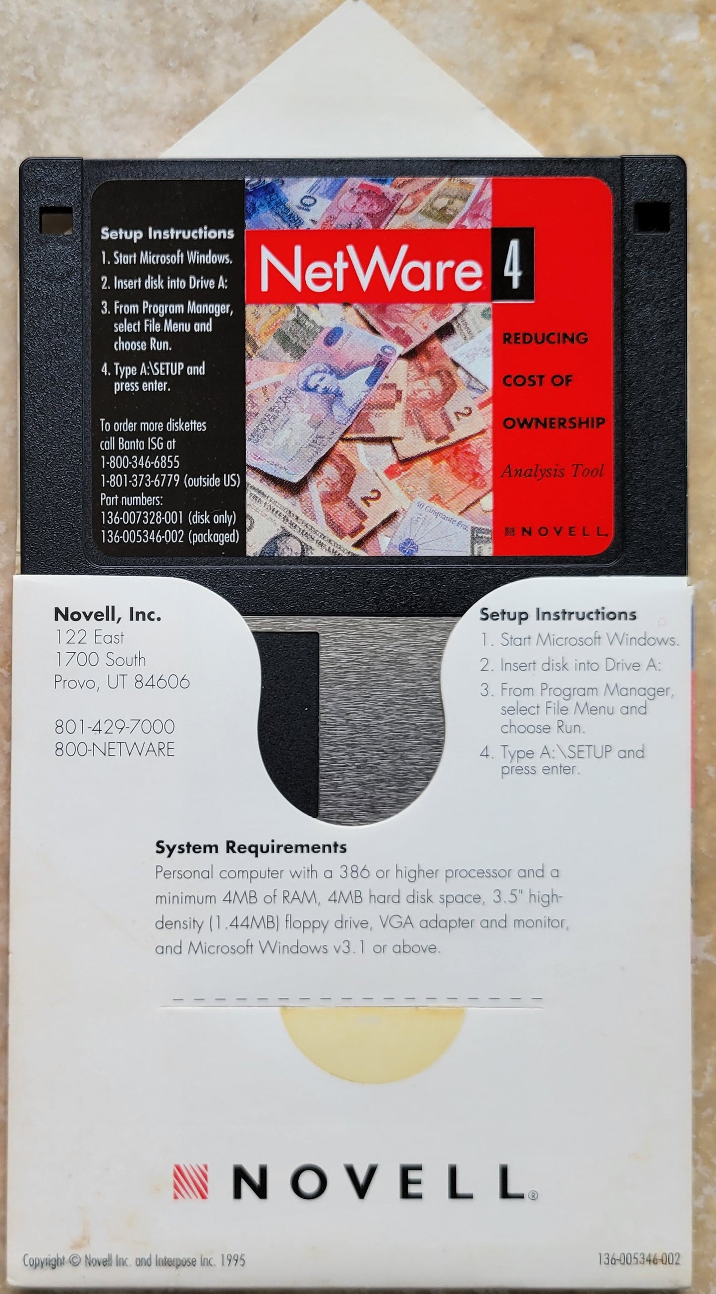 Vintage Floppy Diskette - NOVELL NetWare 4 Analysis Tool