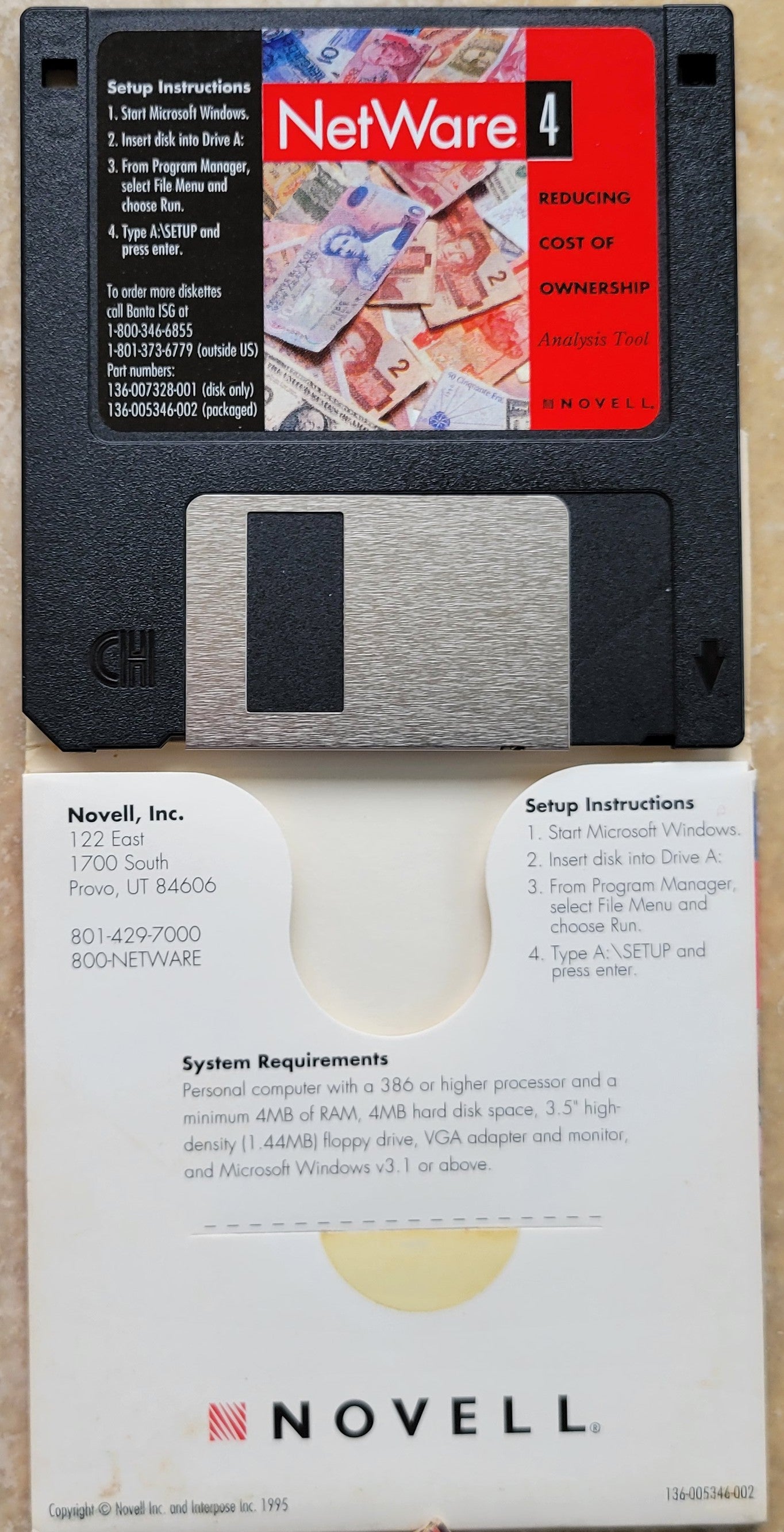 Vintage Floppy Diskette - NOVELL NetWare 4 Analysis Tool