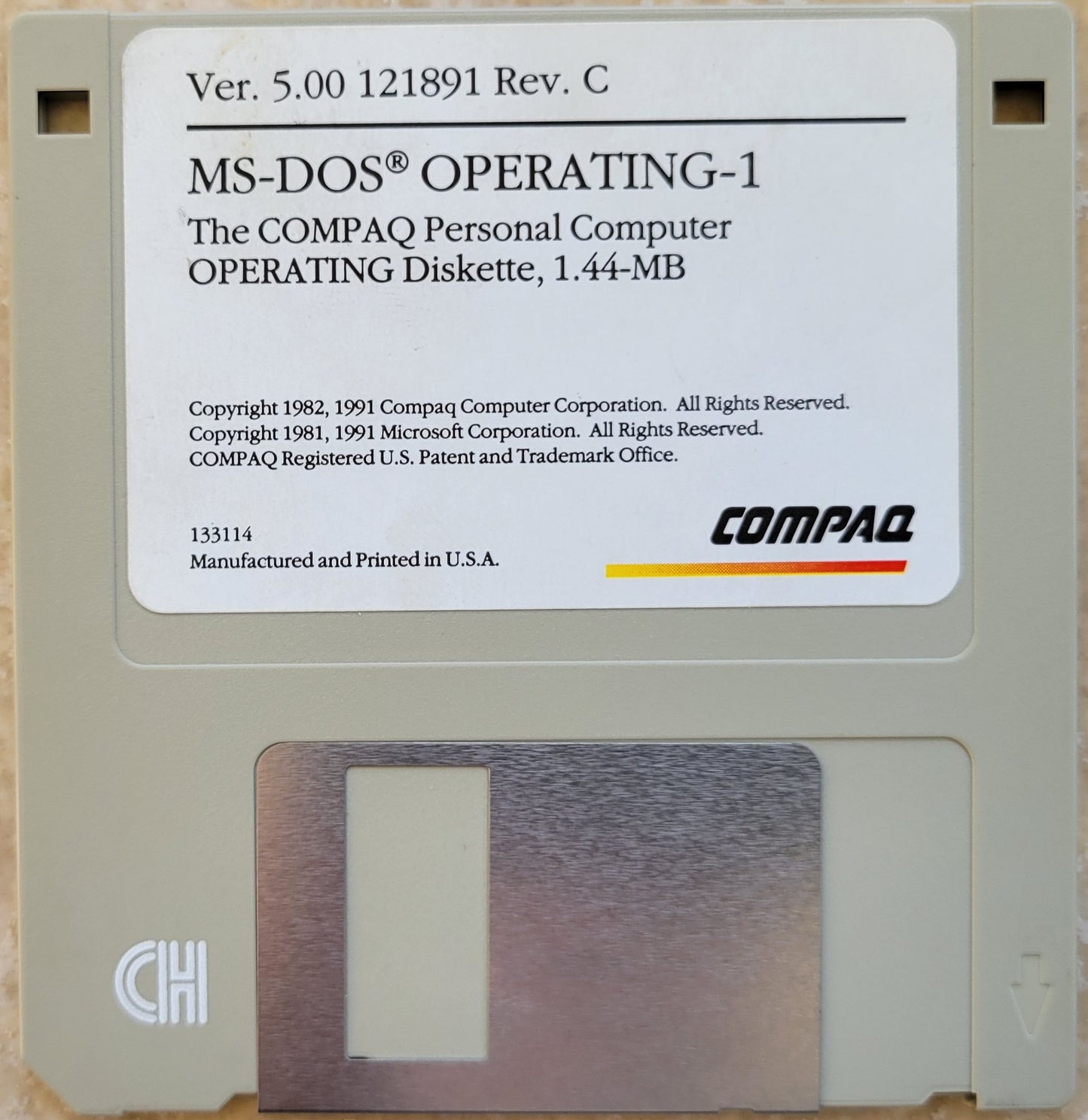 Vintage Floppy Diskette - COMPAQ MS-DOS Version 5.00, 2 Disks
