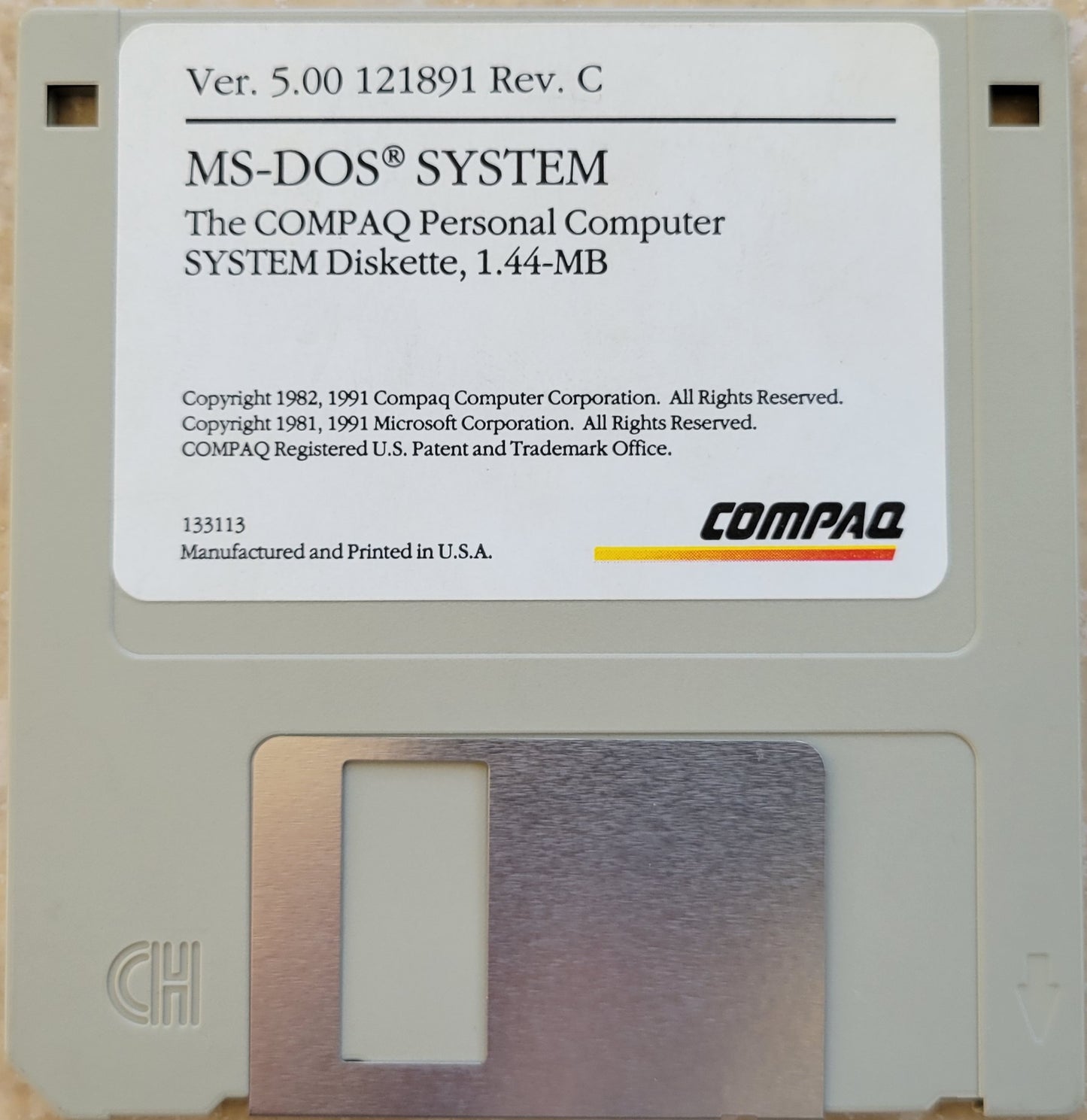Vintage Floppy Diskette - COMPAQ MS-DOS Version 5.00, 2 Disks