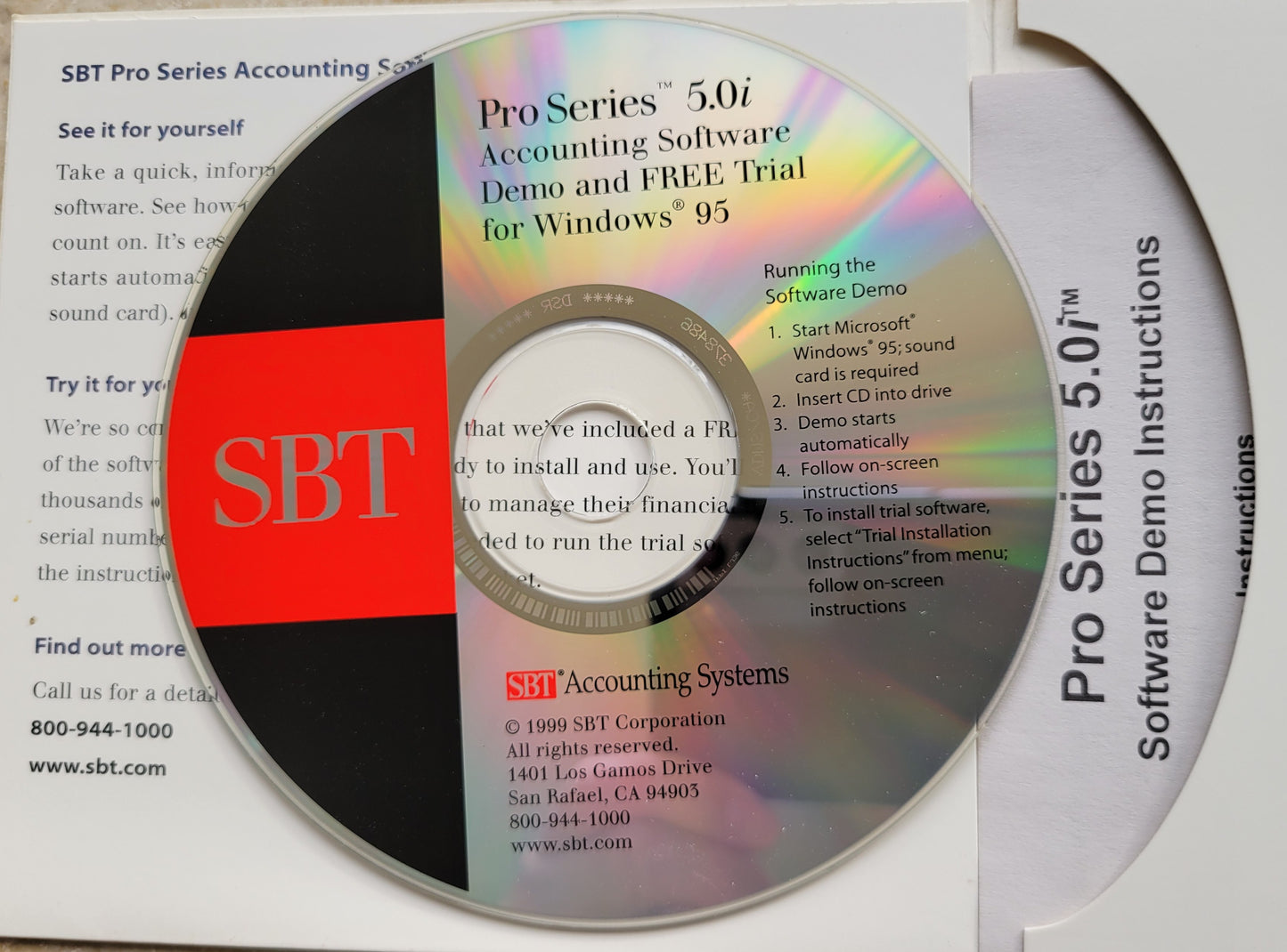 Vintage - SBT Accounting Systems Pro Series Software Demo