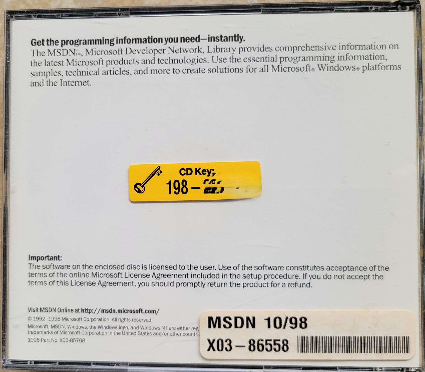 Microsoft MSDN Library, 3 CDs for Windows NT and Windows 98