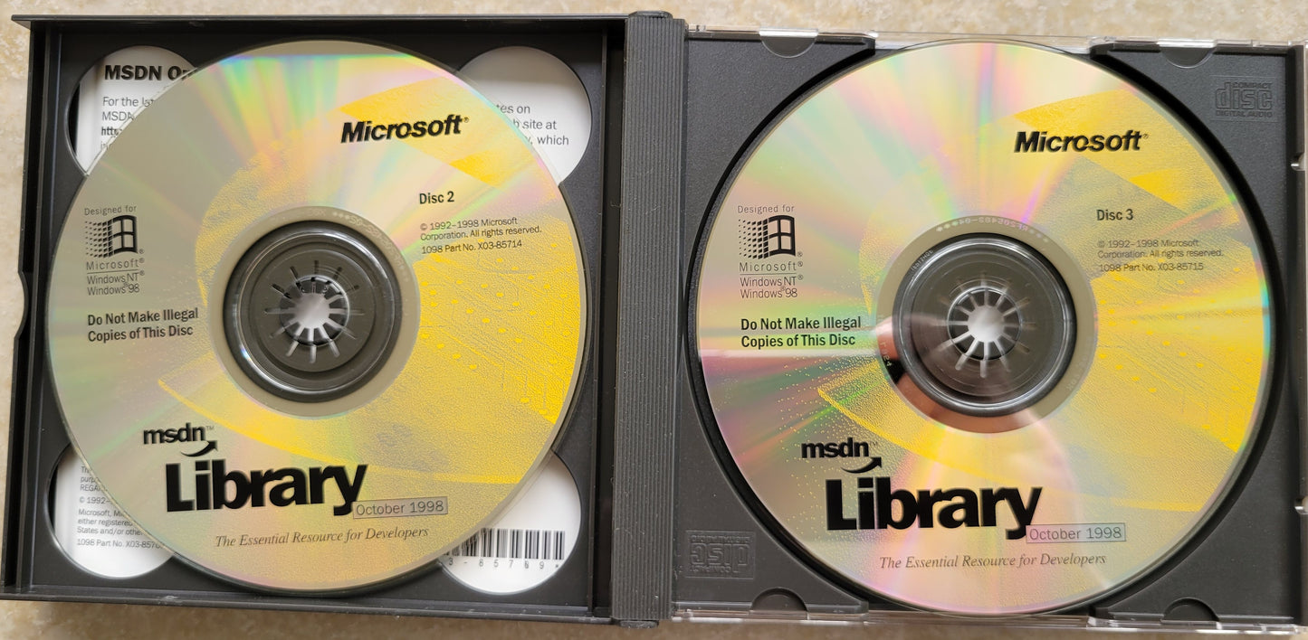 Microsoft MSDN Library, 3 CDs for Windows NT and Windows 98