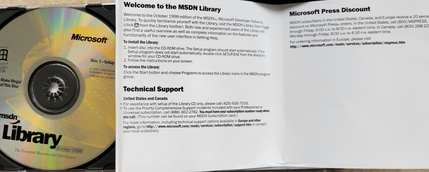 Microsoft MSDN Library, 3 CDs for Windows NT and Windows 98