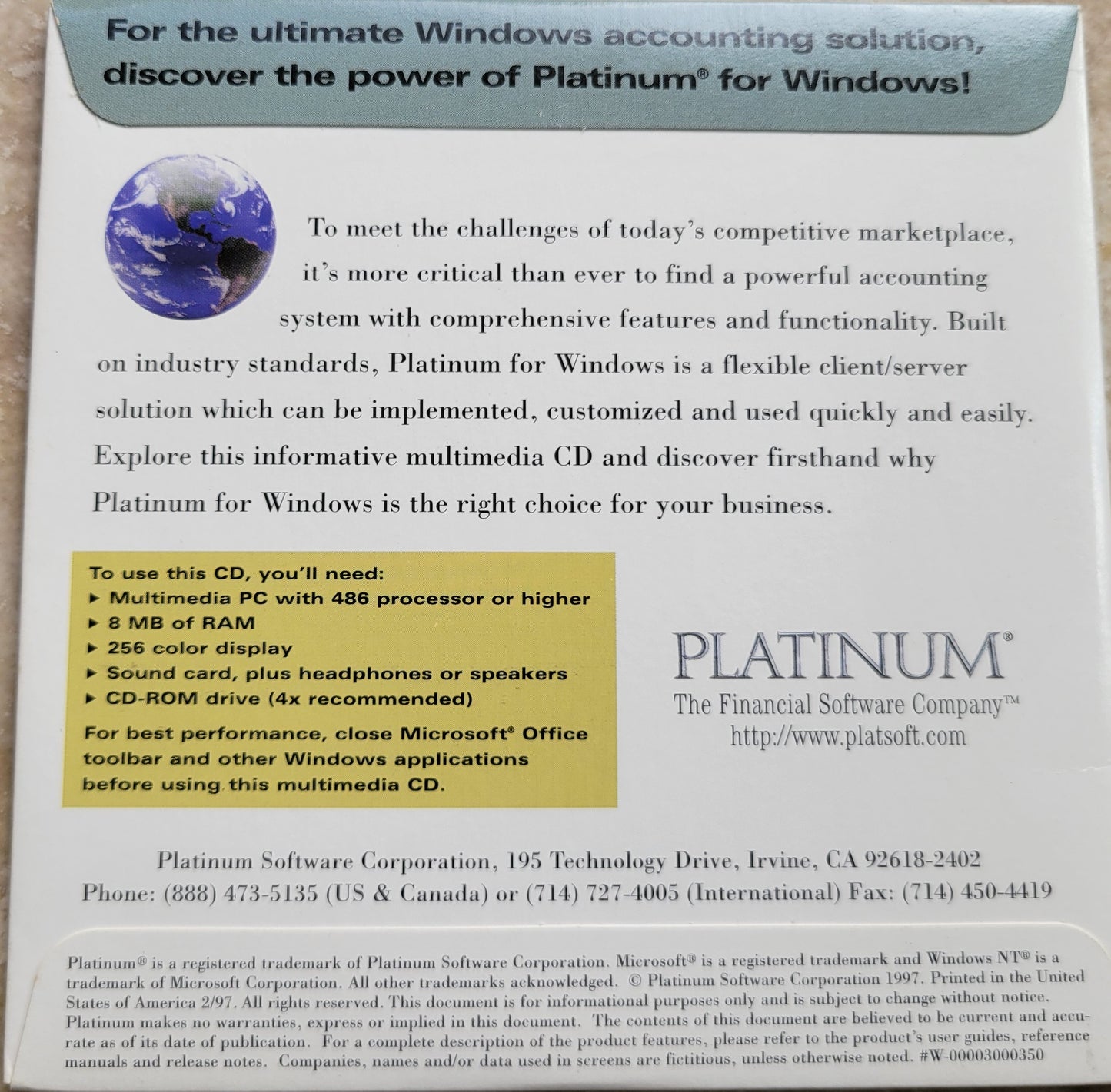 Vintage - Multimedia Brochure CD-ROM for Platinum for Windows