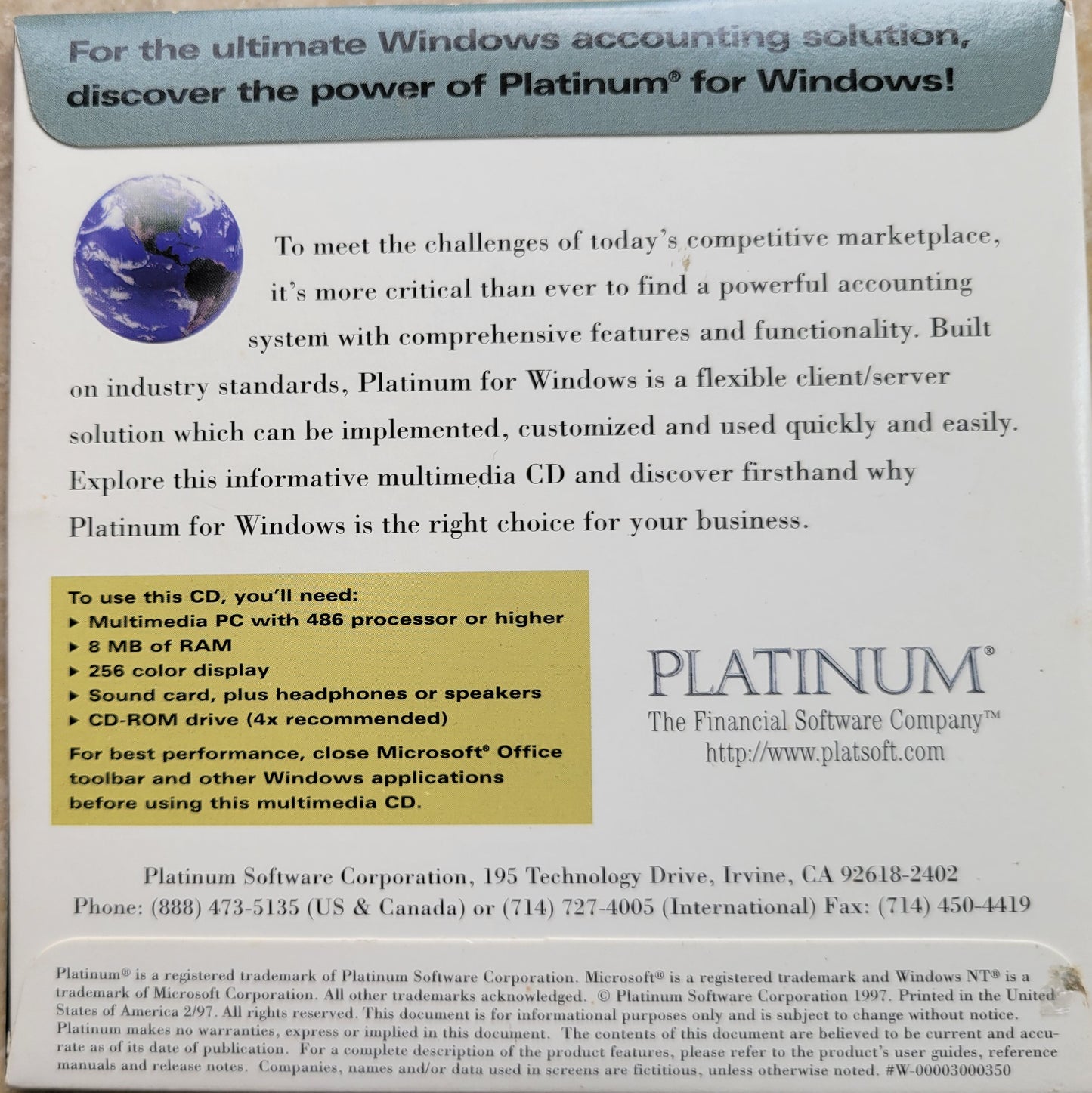 Vintage - Multimedia Brochure CD-ROM for Platinum SQL