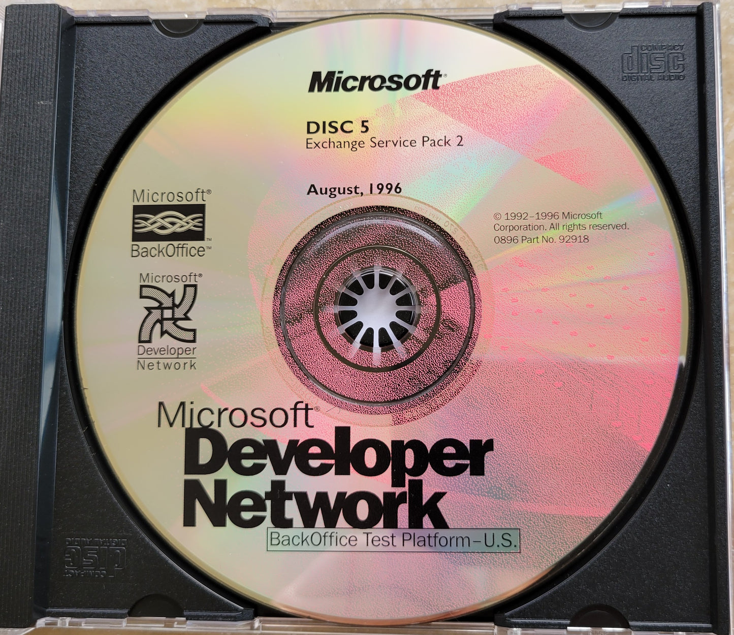 Vintage - Microsoft Exchange Service Pack 2, BackOffice Test Platform