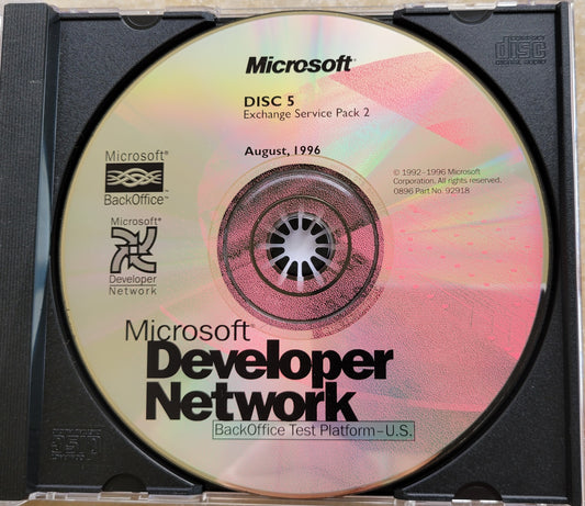 Vintage - Microsoft Exchange Service Pack 2, BackOffice Test Platform