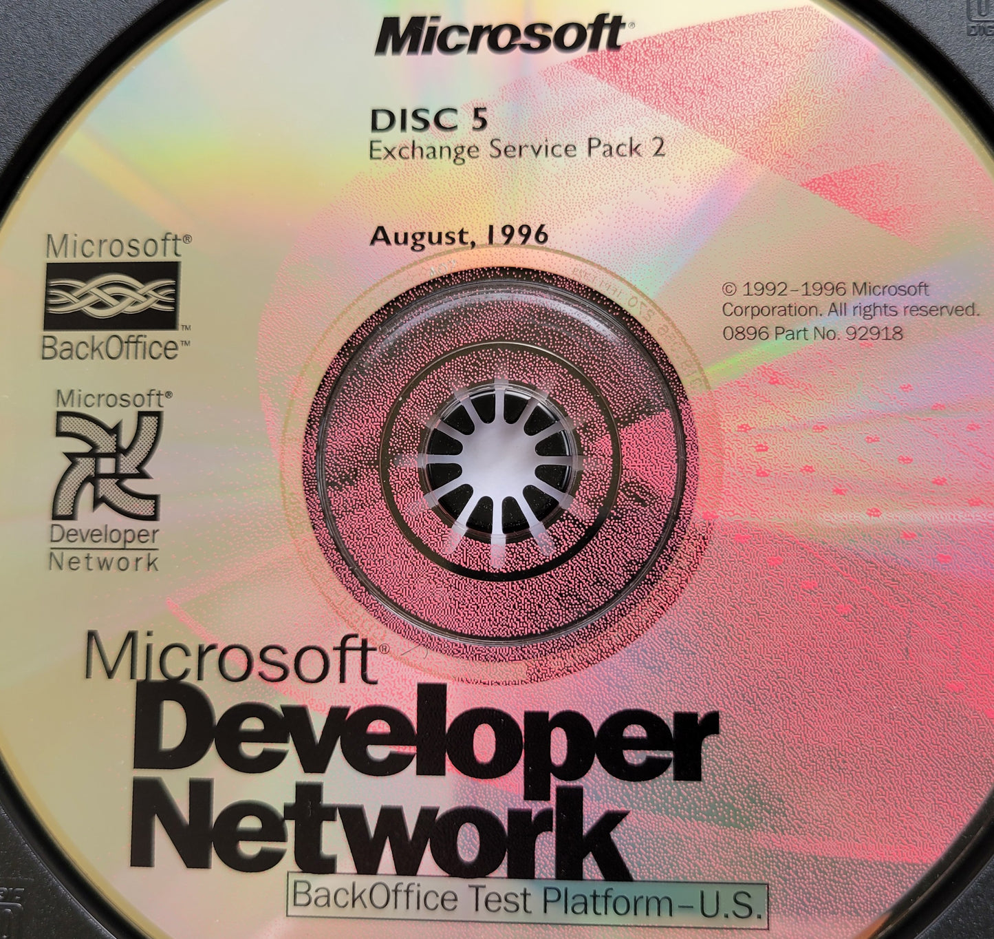 Vintage - Microsoft Exchange Service Pack 2, BackOffice Test Platform