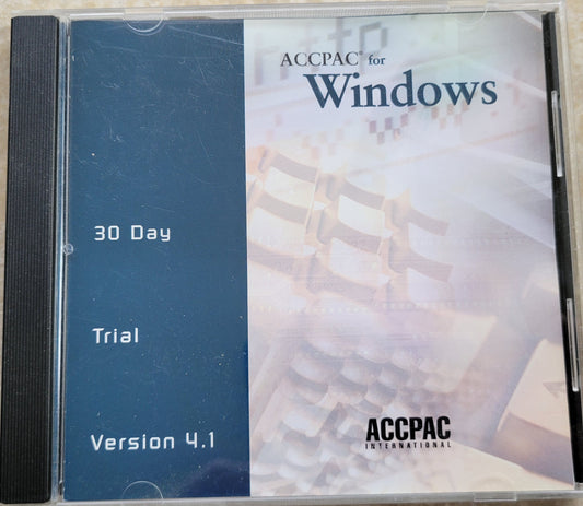 Vintage - ACCPAC for Windows, 30 Day Trial Version 4.1  Released in 2000