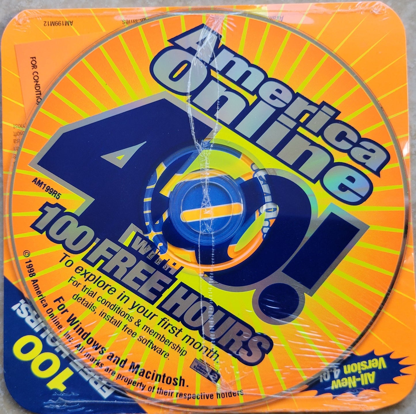 Vintage - America Online 4.0 for Windows and Macintosh, 100 Free Hours, 1998