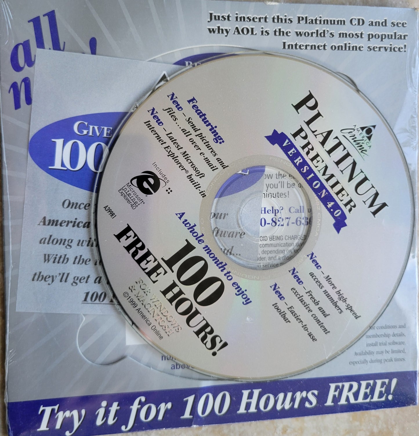 Vintage - America Online Platinum Premier for Windows & Macintosh Ver. 4, 1999