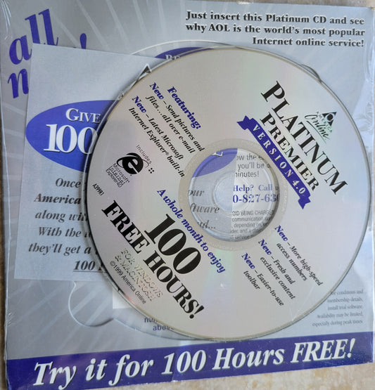 Vintage - America Online Platinum Premier for Windows & Macintosh Ver. 4, 1999