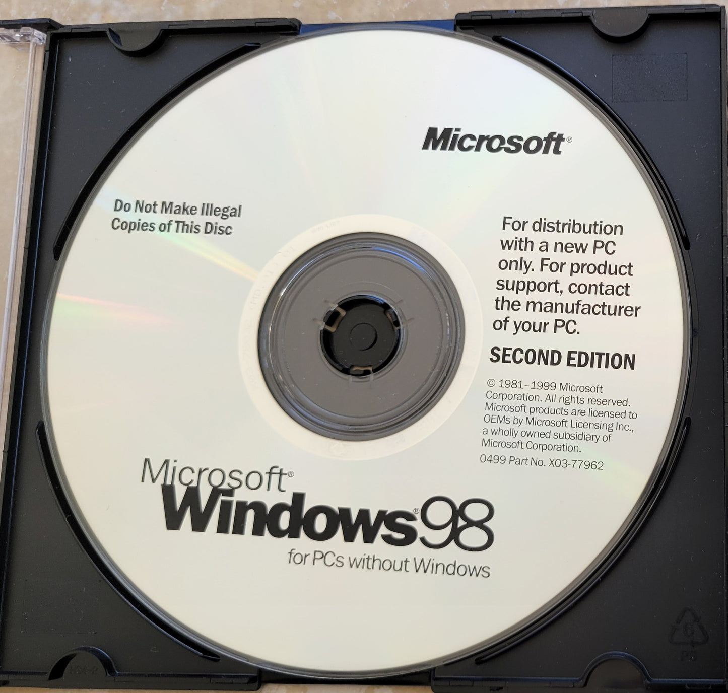 Vintage - Microsoft Windows 98 Second Edition, 1999