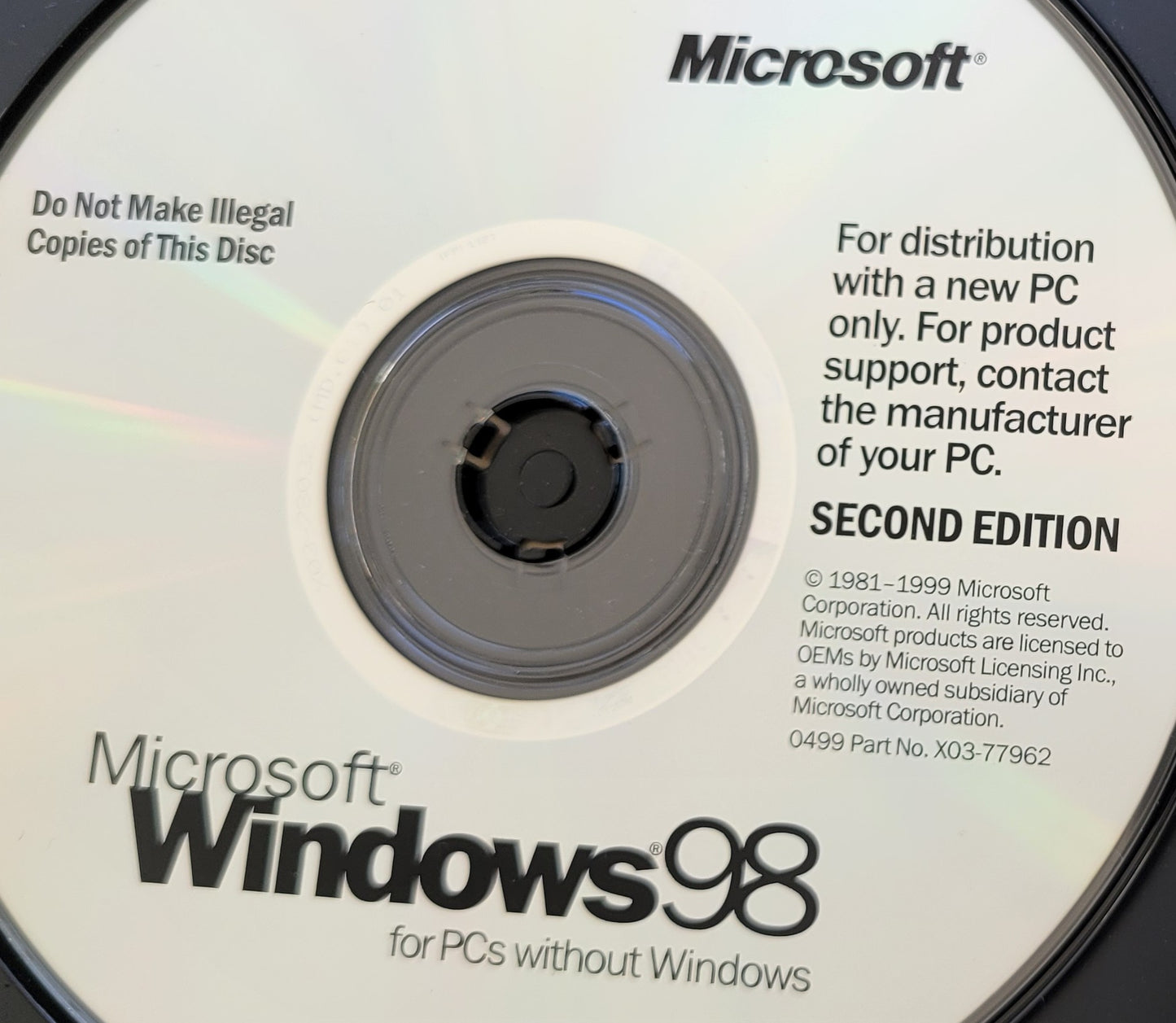 Vintage - Microsoft Windows 98 Second Edition, 1999