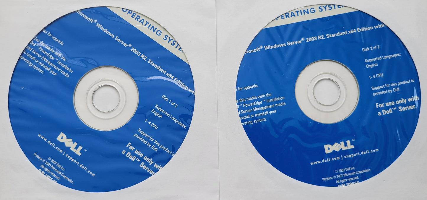 Microsoft Windows Server 2003 R2, Standard x64 Edition with SP2, 2 DVDs, 2007