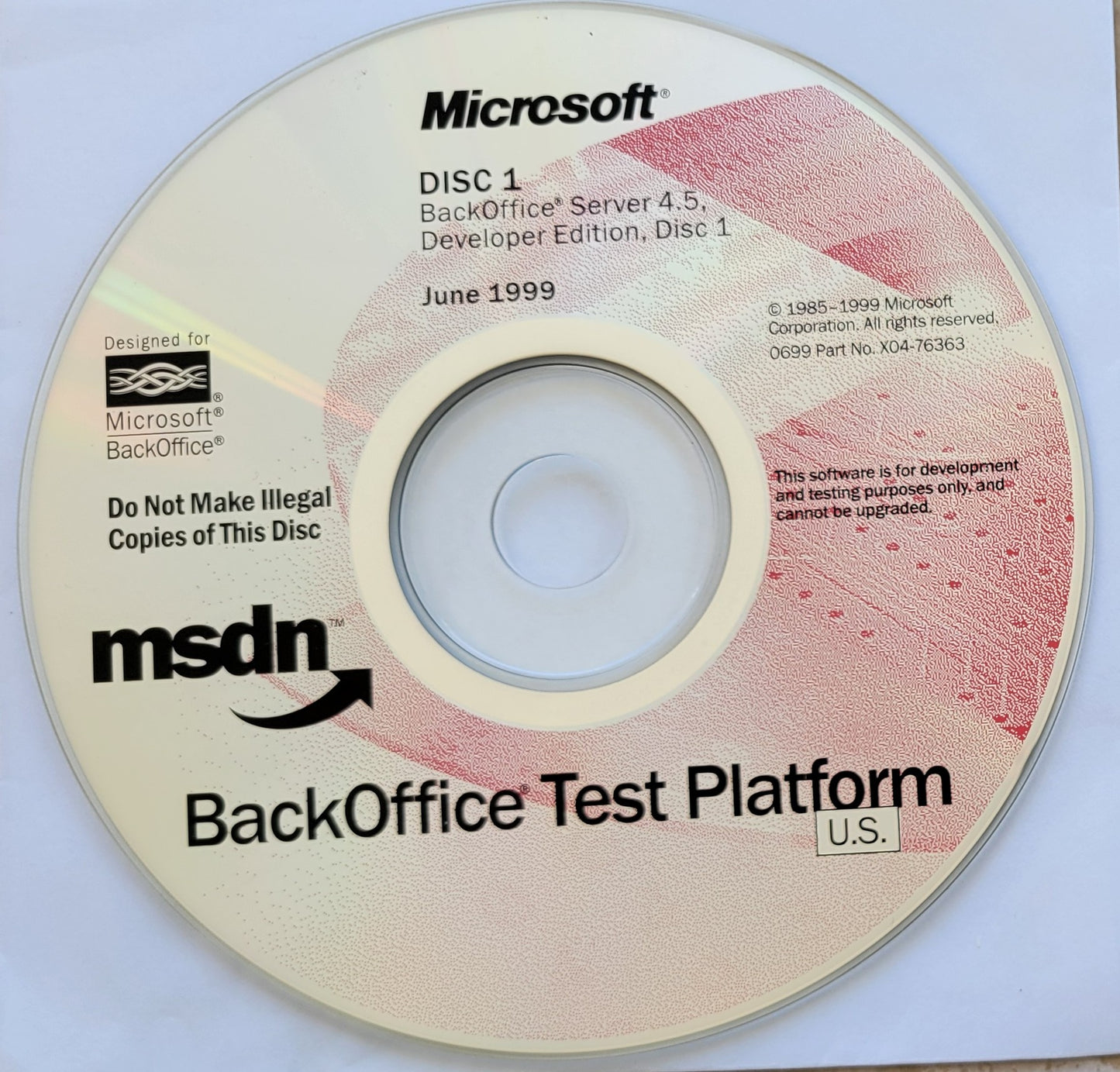 Microsoft BackOffice Server 4.5 Developer Edition, 7 CDs, 1999