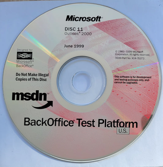 Vintage - Microsoft Outlook 2000, June 1999  MSDN BackOffice