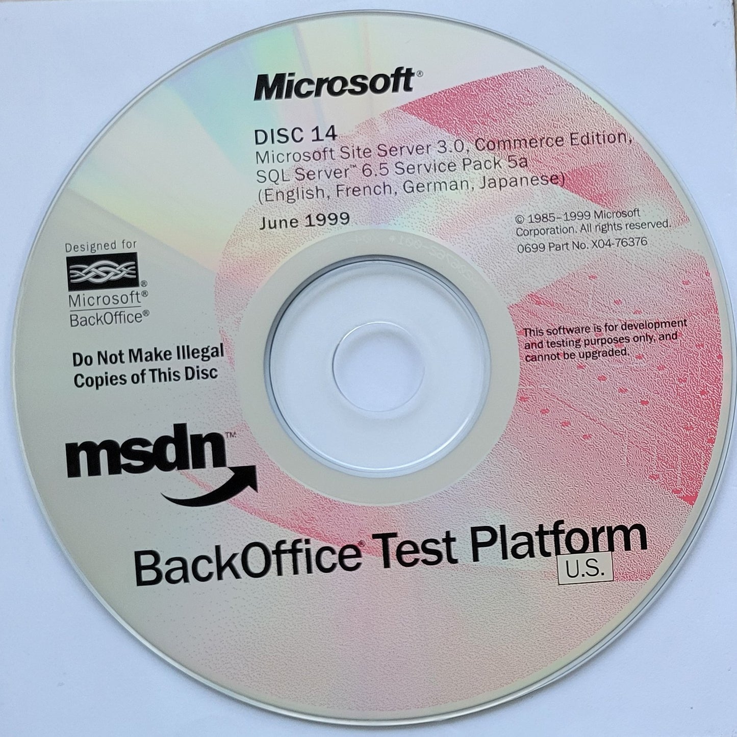 Vintage - Microsoft Site Server 3 Commerce Edition & SQL Server 6.5 SP 5a, 1999