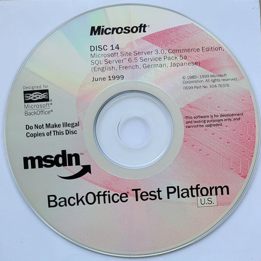 Vintage - Microsoft Site Server 3 Commerce Edition & SQL Server 6.5 SP 5a, 1999