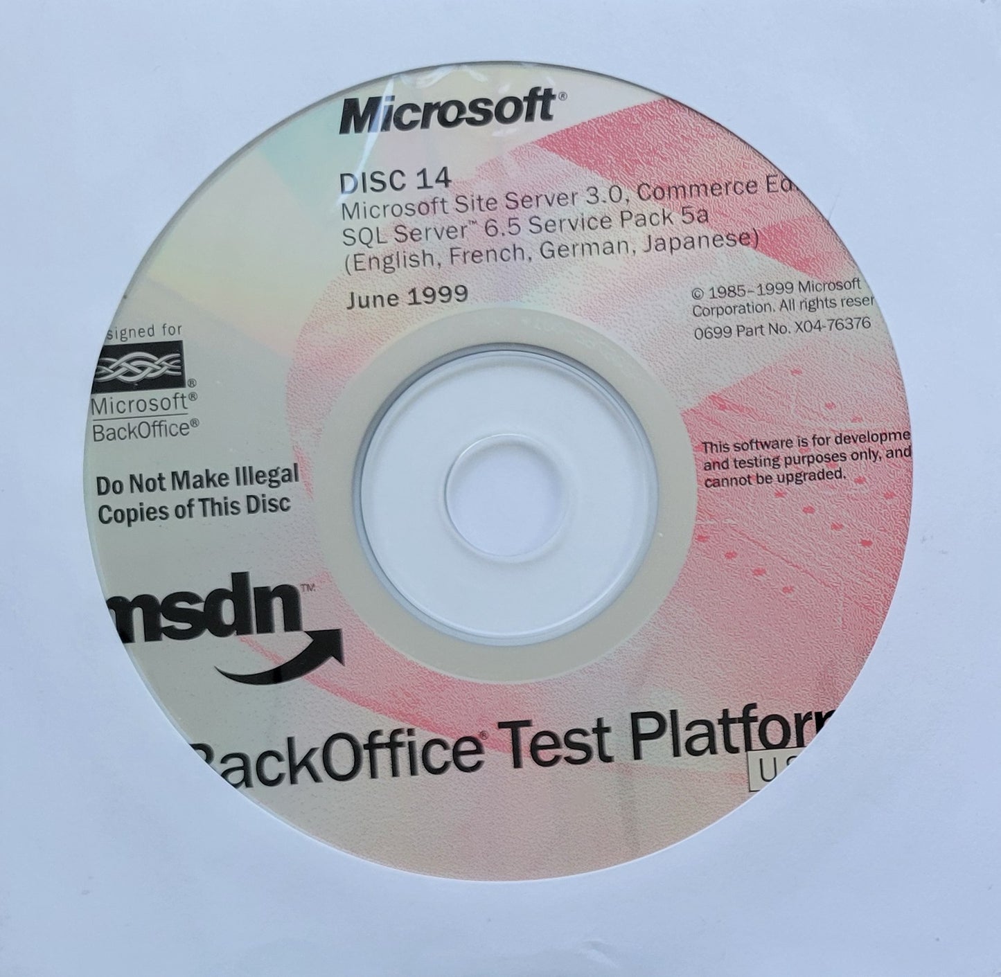Vintage - Microsoft Site Server 3 Commerce Edition & SQL Server 6.5 SP 5a, 1999