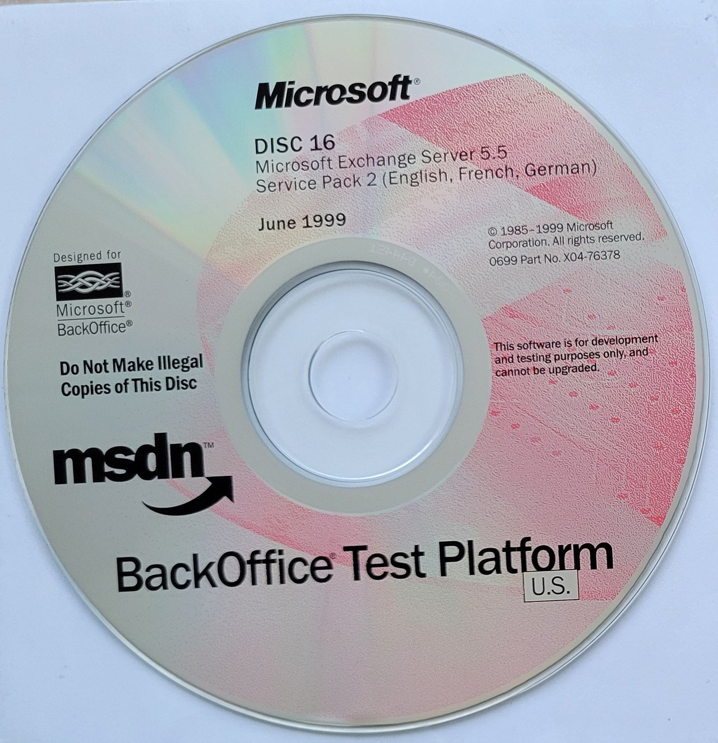 Vintage - Microsoft Exchange Server 5.5 Service Pack 2, June 1999