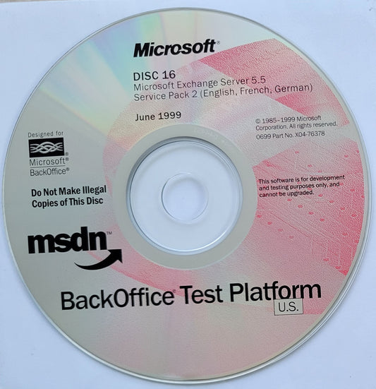 Vintage - Microsoft Exchange Server 5.5 Service Pack 2, June 1999