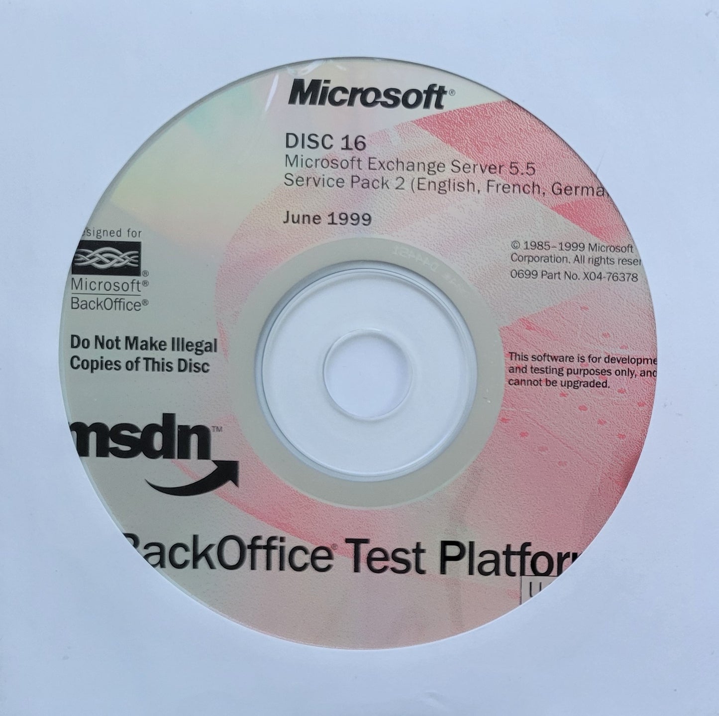 Vintage - Microsoft Exchange Server 5.5 Service Pack 2, June 1999