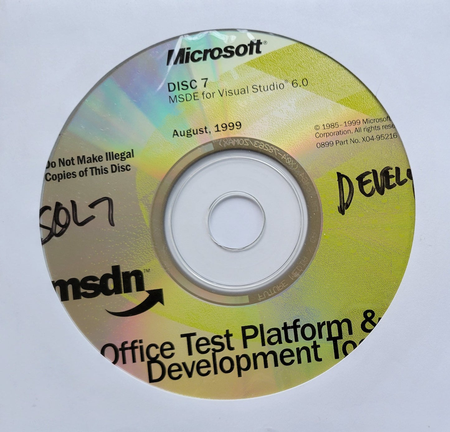 Vintage - Microsoft MSDE for Visual Studio 6.0 August, 1999