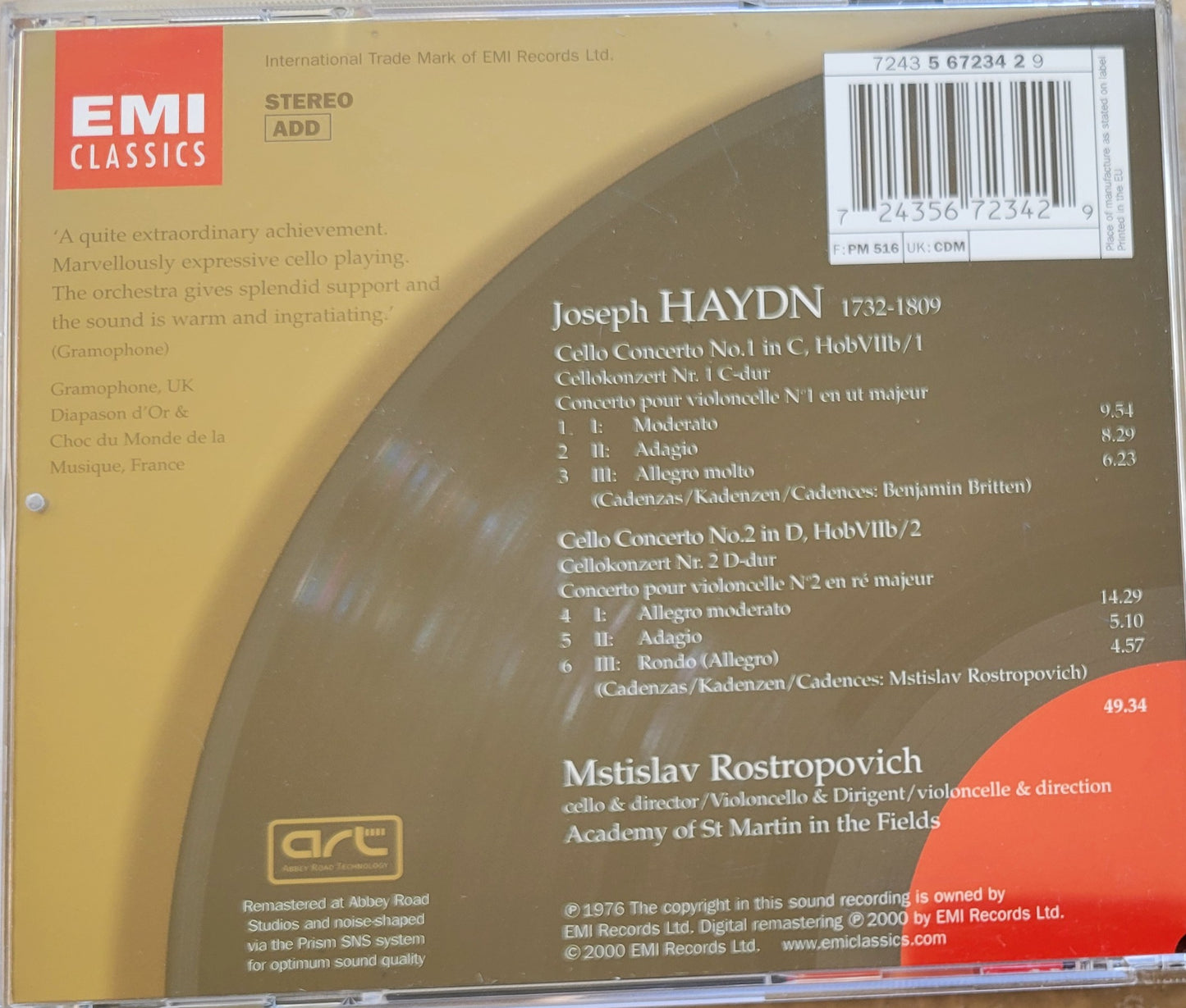 Music CD - Haydn: Cello Concertos Nos. 1 and 2, 2000