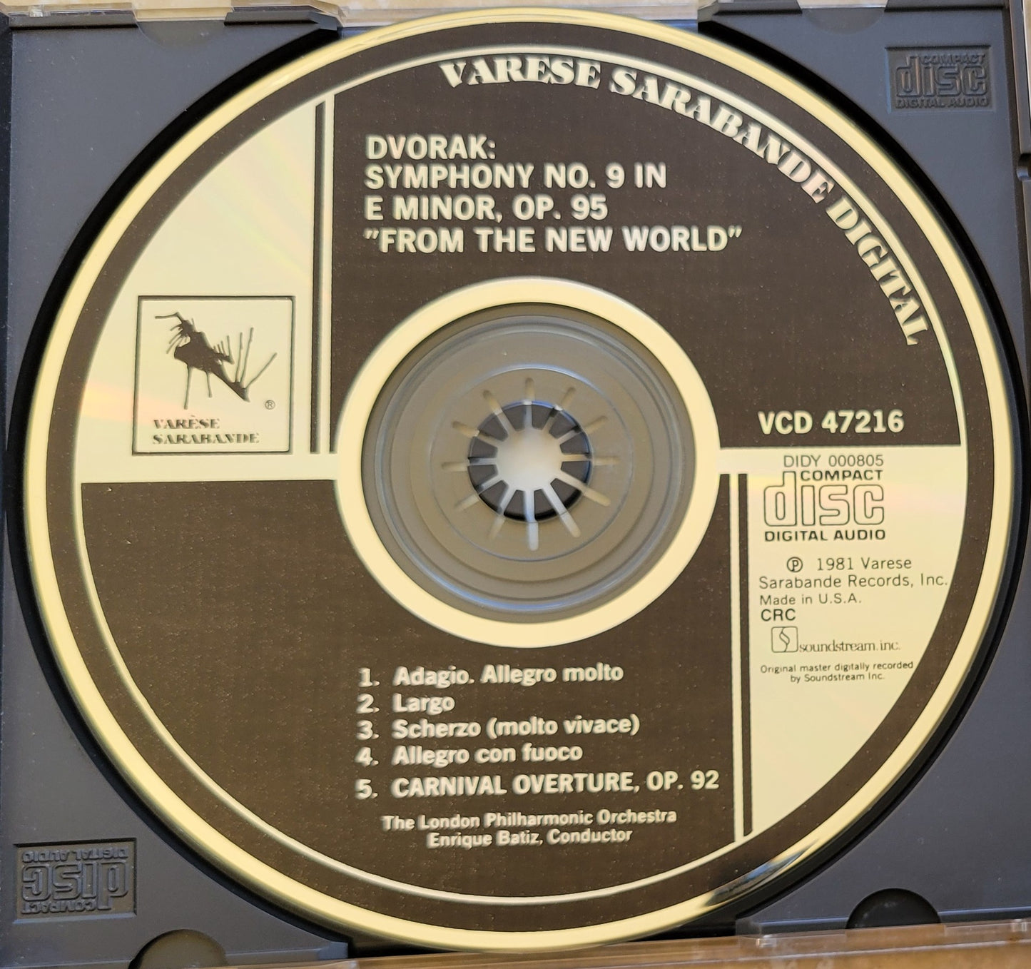 Music CD - Dvorak: Symphony No. 9 "From The New World" & Carnival Overture, 1981