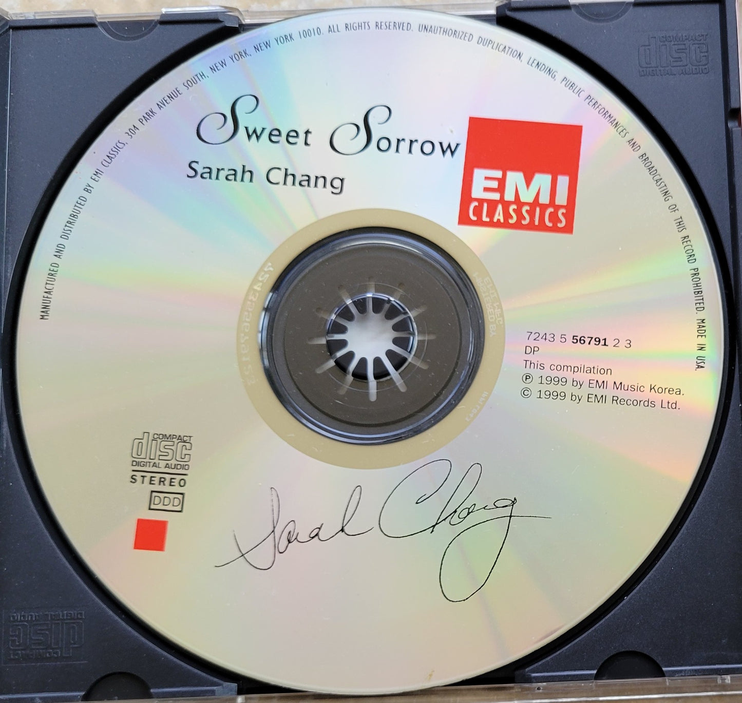 Music CD - Sara Chang, Violin - Sweet Sorrow, 1999