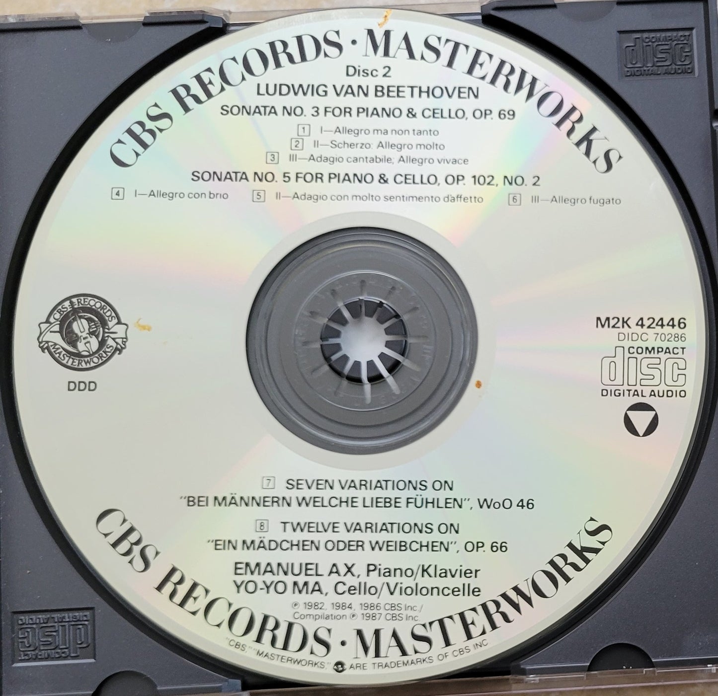 2. Music CD - Beethoven: Sonatas for Piano and Cello, 2 CDs, 1987