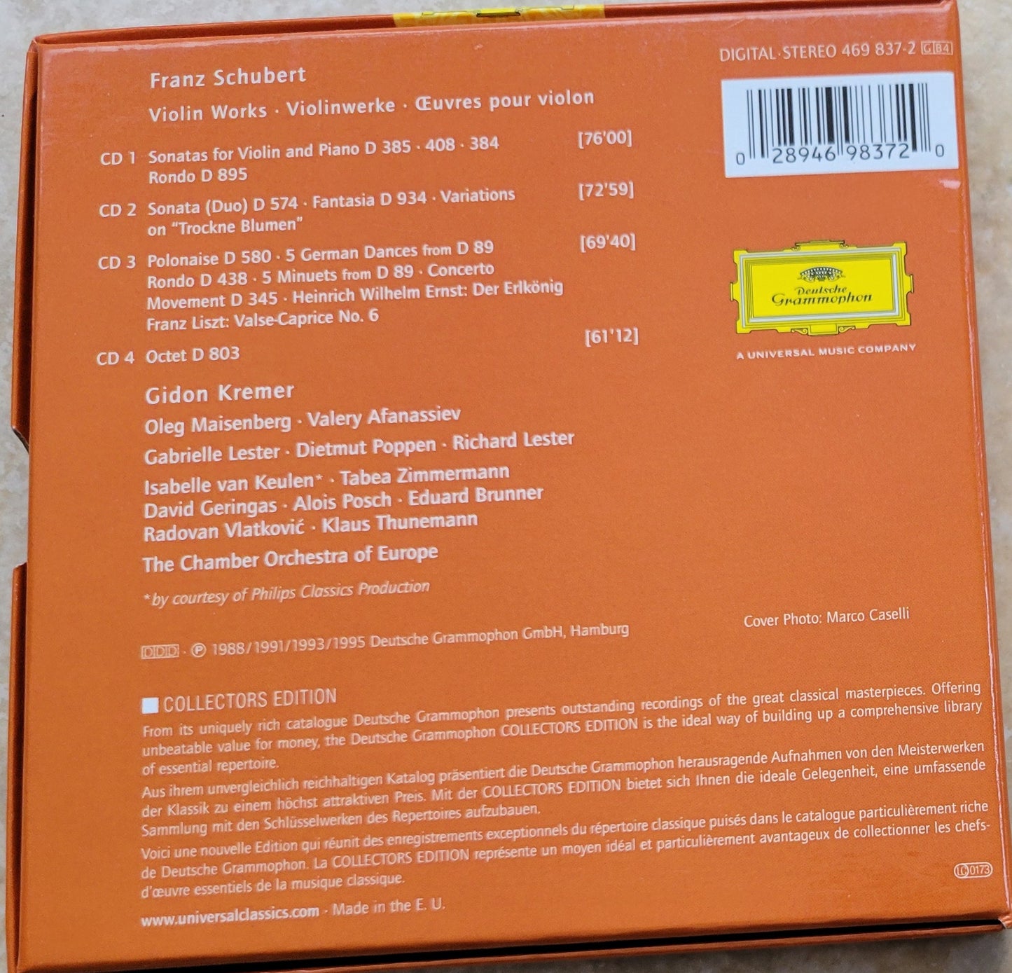 Music CD - Schubert Violin Works, 4-CD Set, Kremer , Collectors Edition, 1995