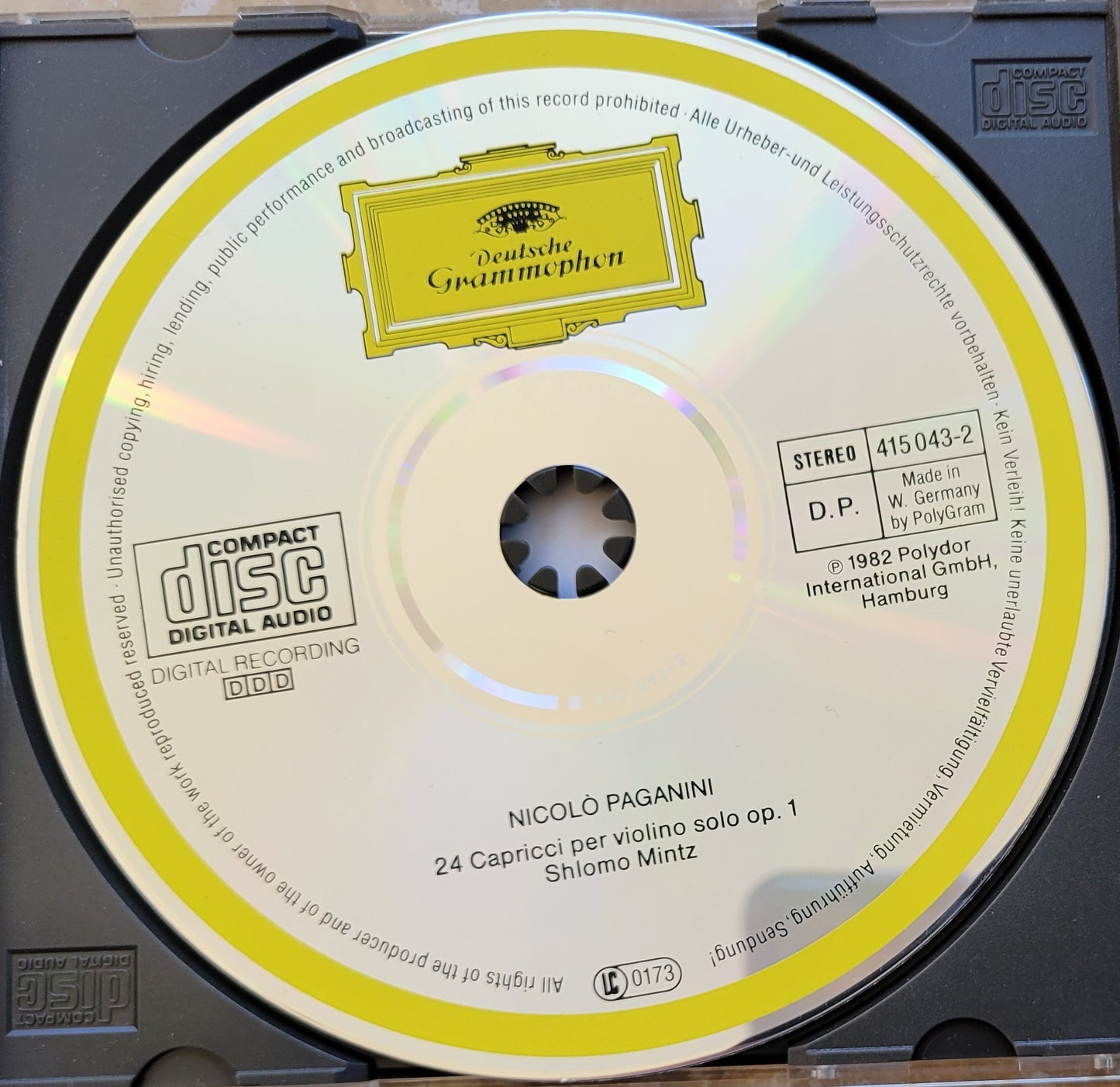 Music CD - Paganini: 24 Capricci, Shlomo Mintz, 1982
