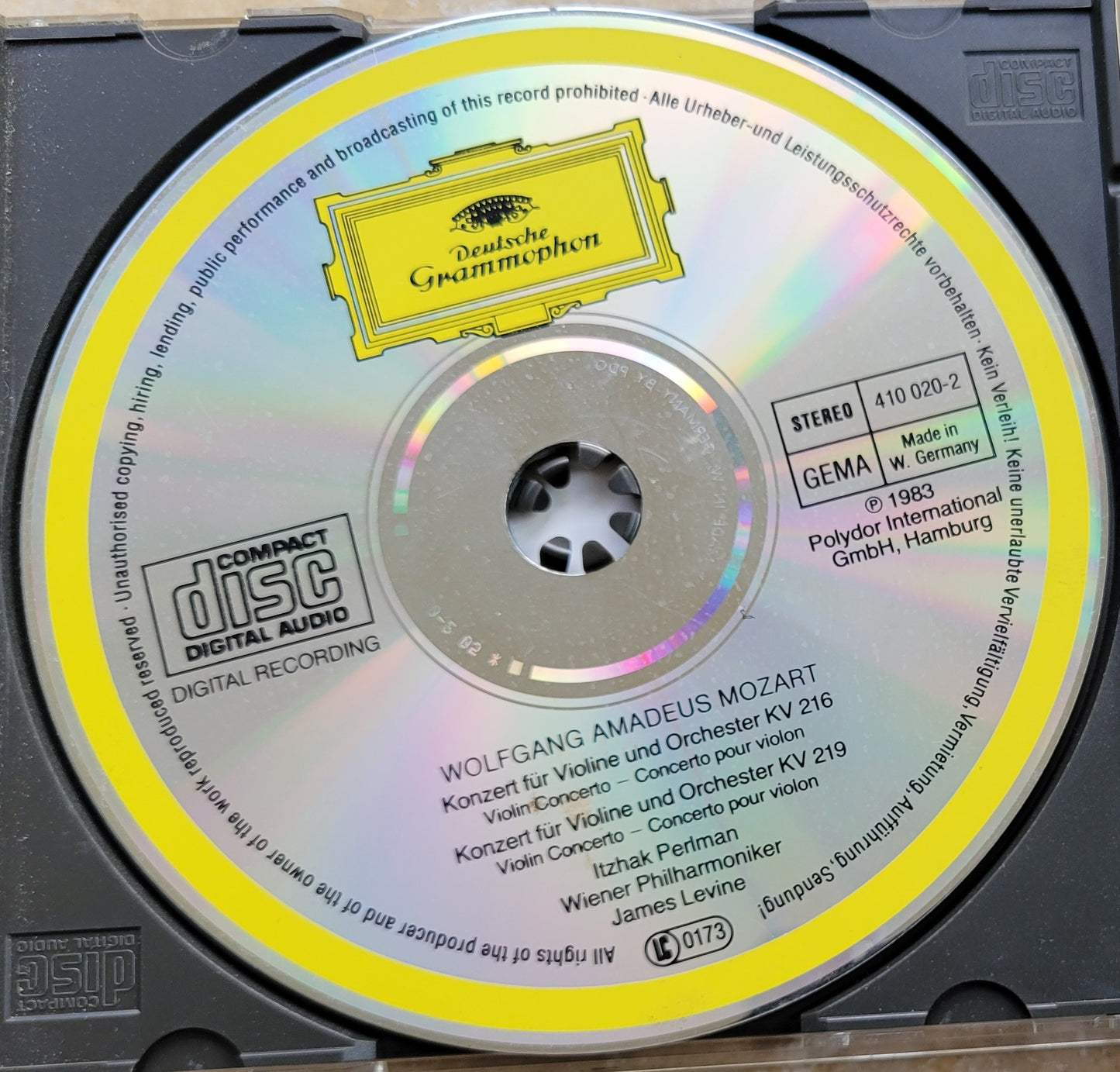 Music CD - Mozart: Violin Concertos Nos. 3 & 5, Itzhak Perlman, 1983