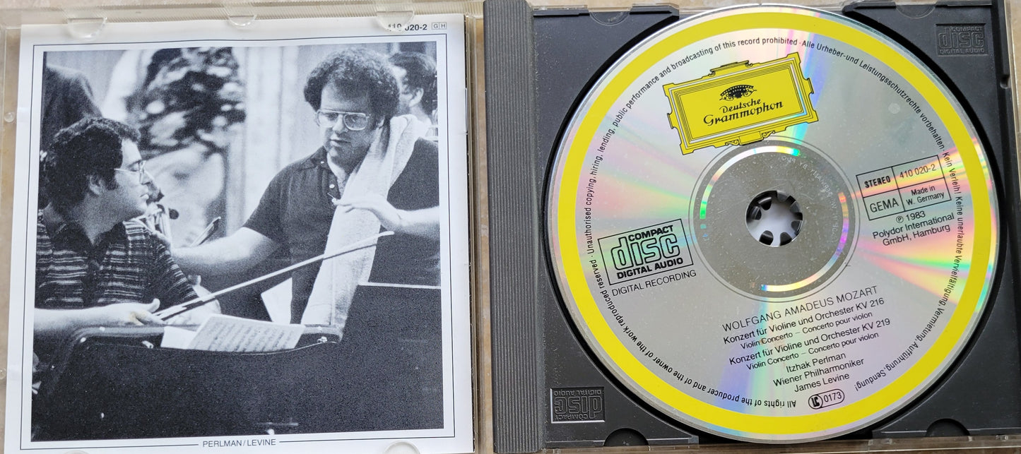 Music CD - Mozart: Violin Concertos Nos. 3 & 5, Itzhak Perlman, 1983