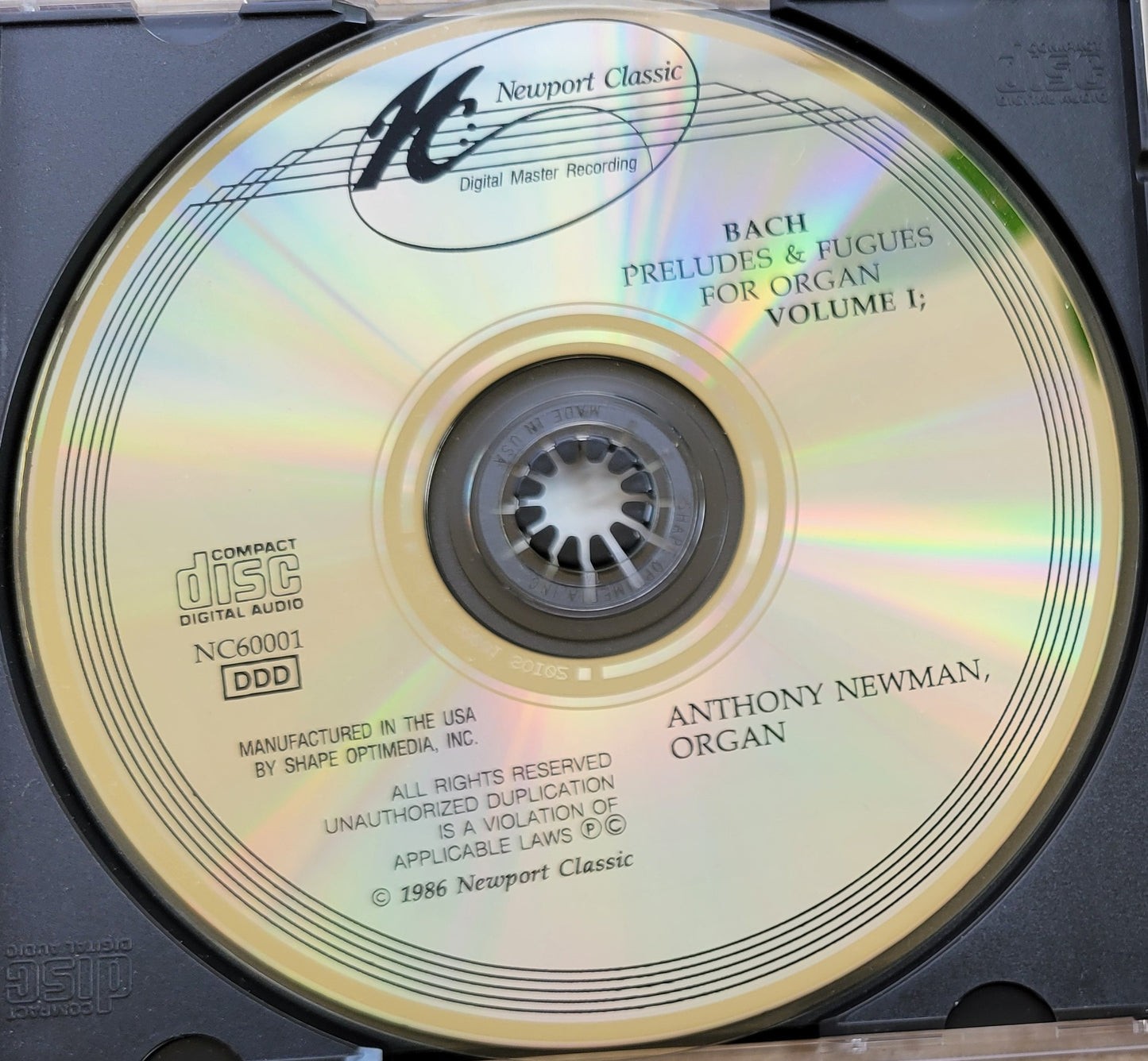 Music CD - Bach: Preludes & Fugues, Anthony Newman, Organ, 1986