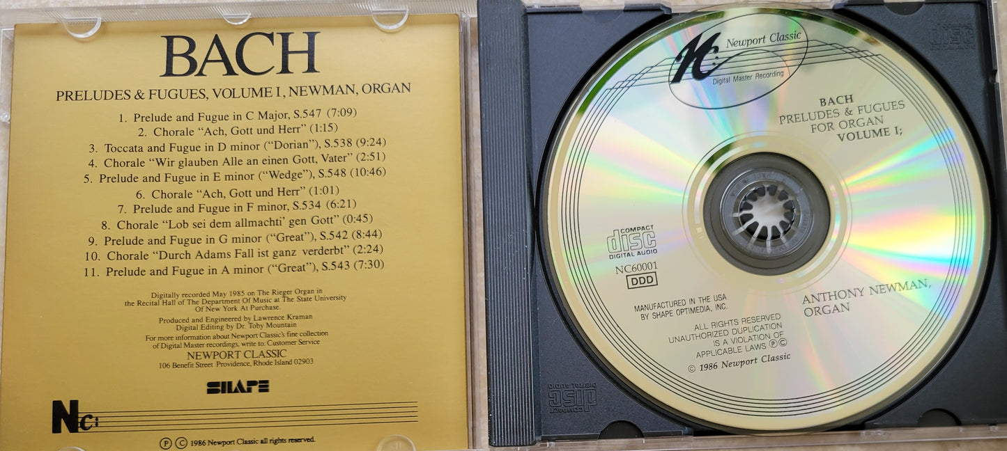 Music CD - Bach: Preludes & Fugues, Anthony Newman, Organ, 1986