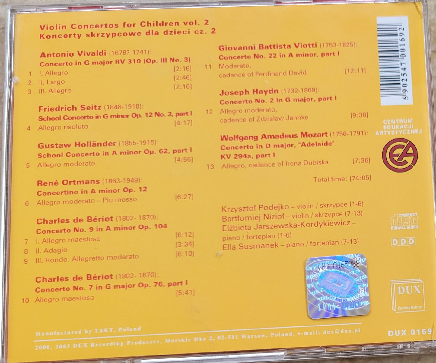 Music CD - Violin Concertos for Children Vol. 2, 2003