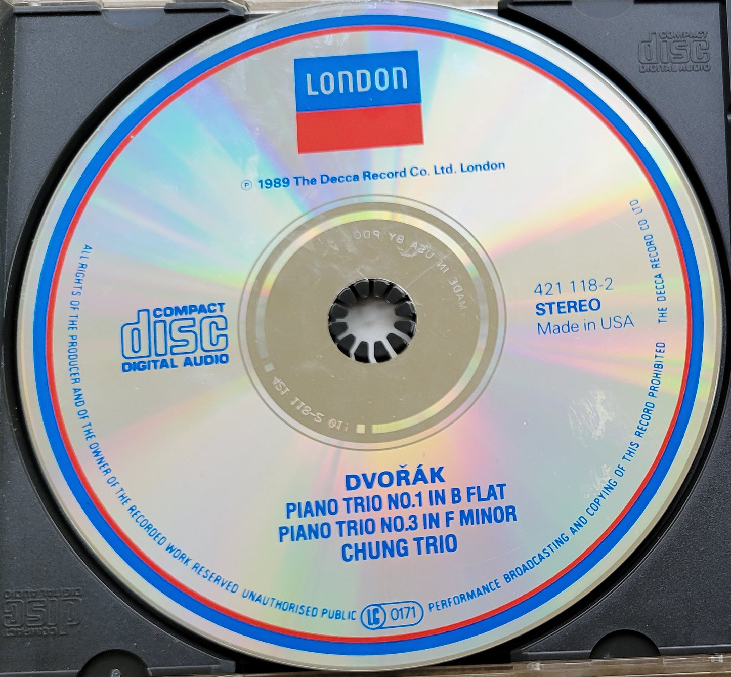 Music CD - Dvorak: Piano Trios 1 & 3, Chung Trio, 1989
