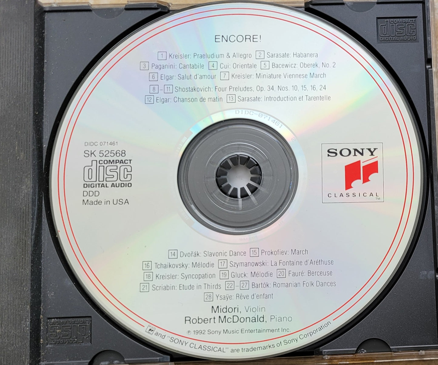 Music CD - Midori Violin Encore, 1992
