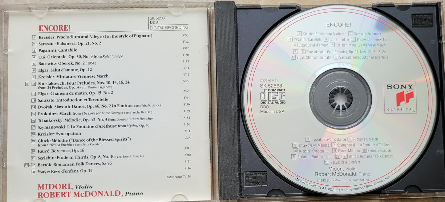 Music CD - Midori Violin Encore, 1992