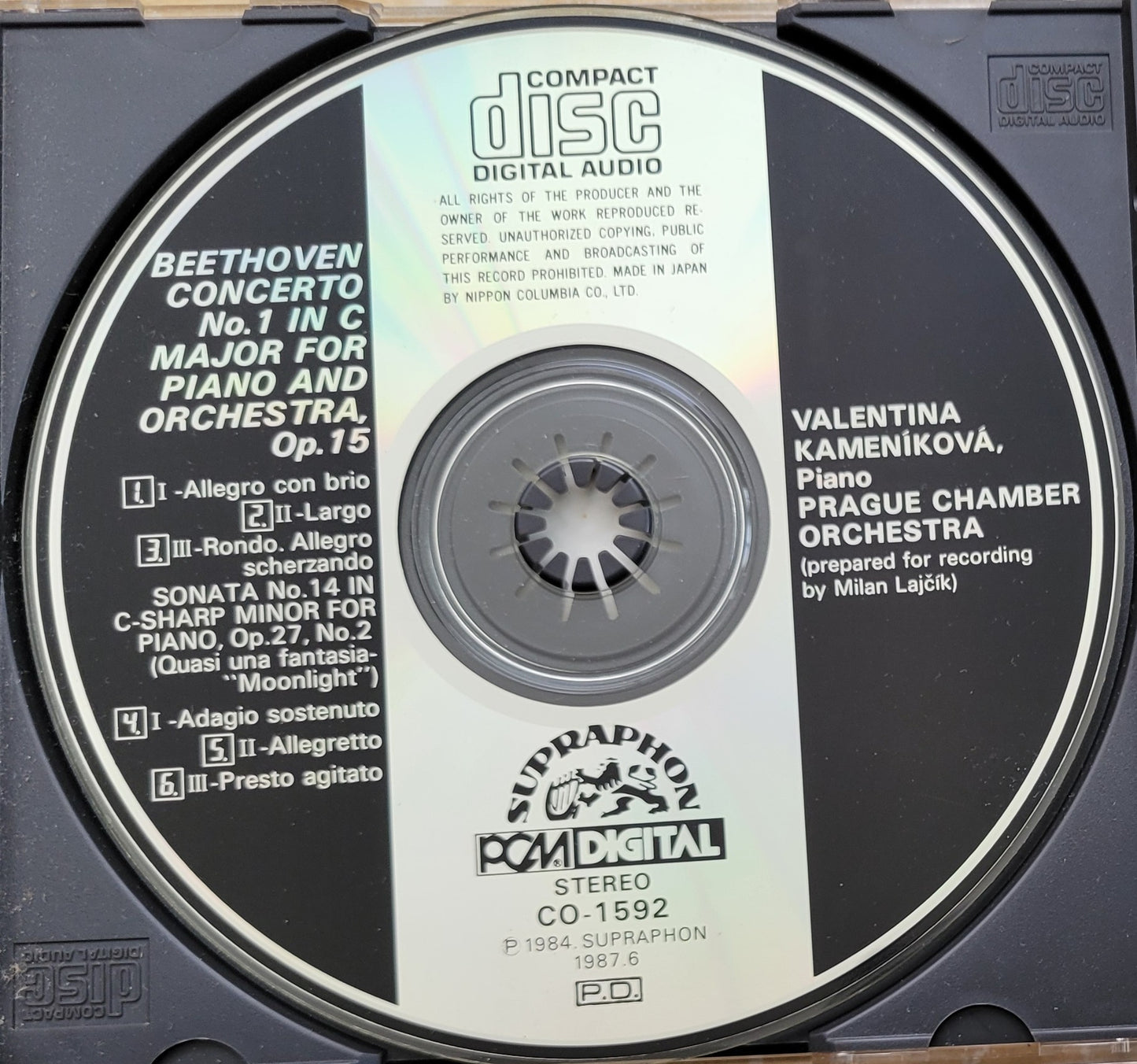 Music CD - Beethoven: Piano Concerto No. 1 "Moonlight" Sonata, 1984