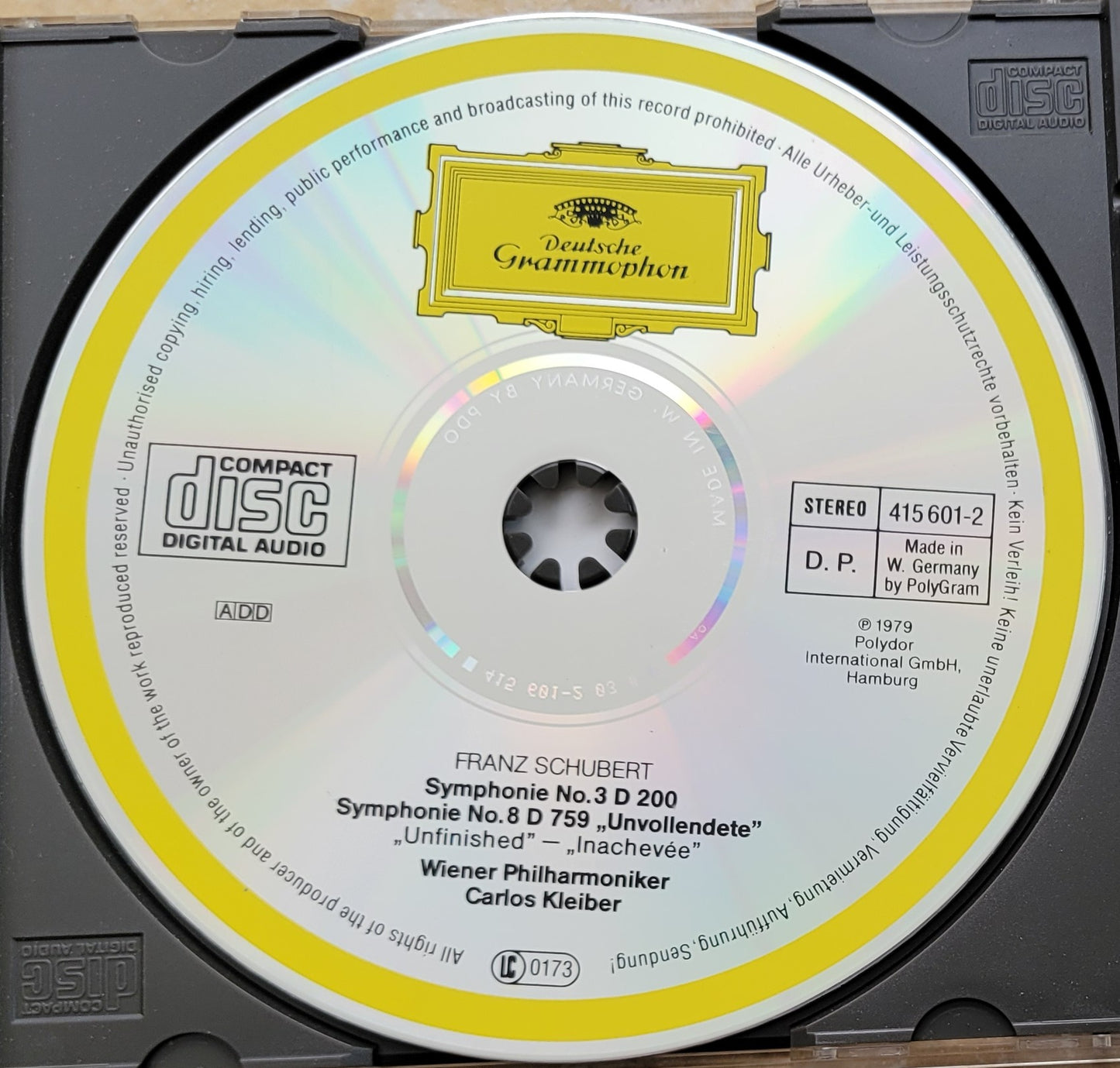 Music CD - Schubert: Symphony Nos. 3 & 8 "Unfinished", 1979