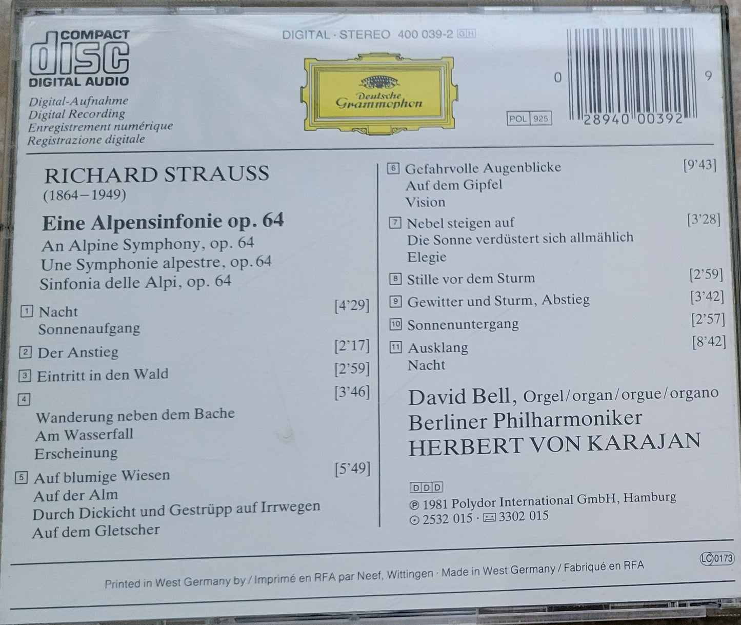 Music CD - Richard Strauss: Eine Alpensinfonie, 1981