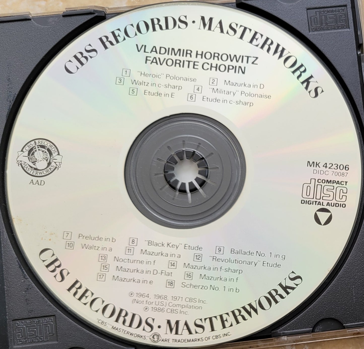 Music CD - Chopin: Vladimir Horowitz, "Favorite Chopin", 1987