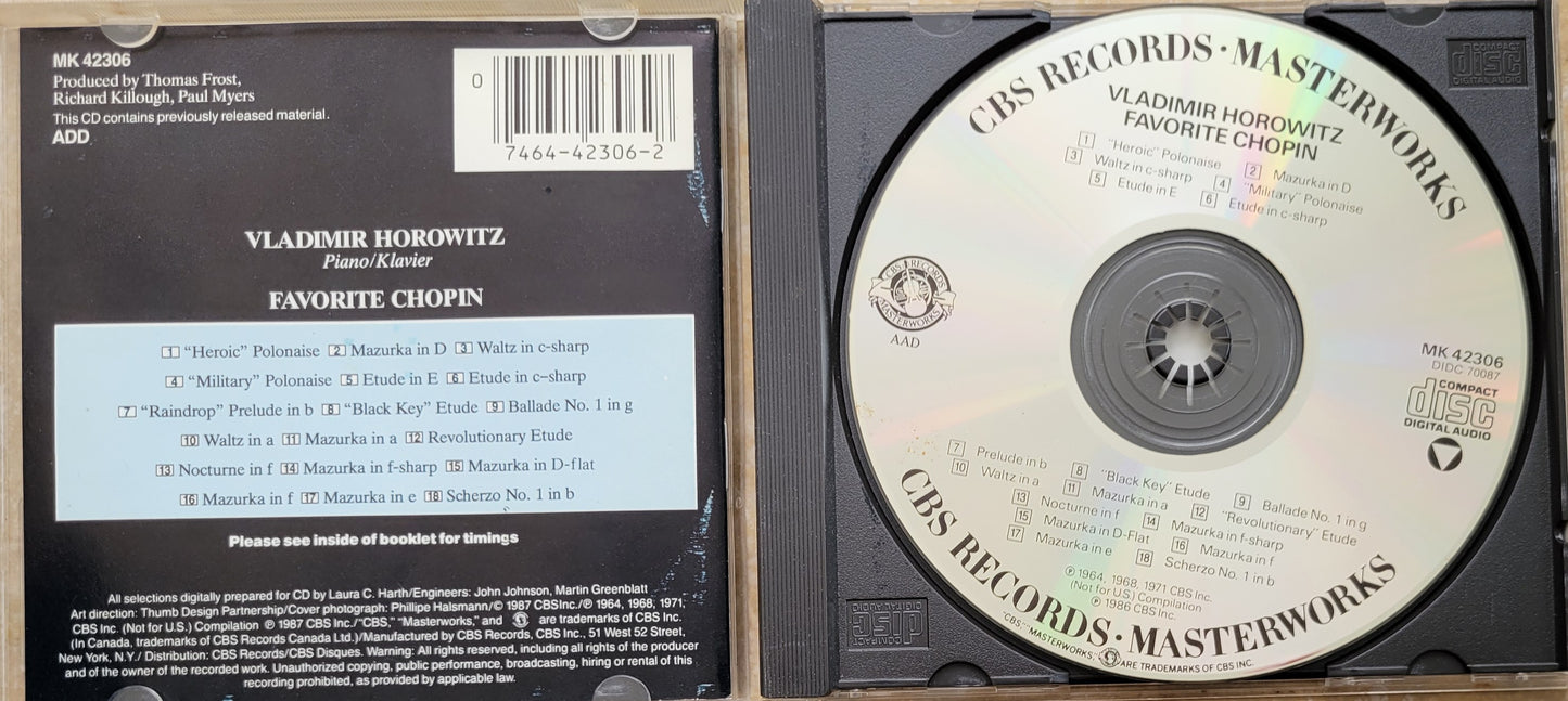 Music CD - Chopin: Vladimir Horowitz, "Favorite Chopin", 1987