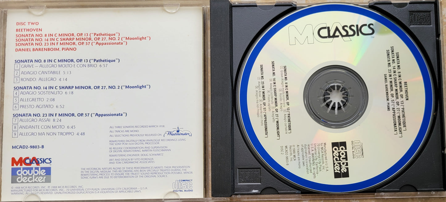 Music CD - Beethoven: Sonatas Nos. 8, 14, 23, Daniel Barenboim, 1988
