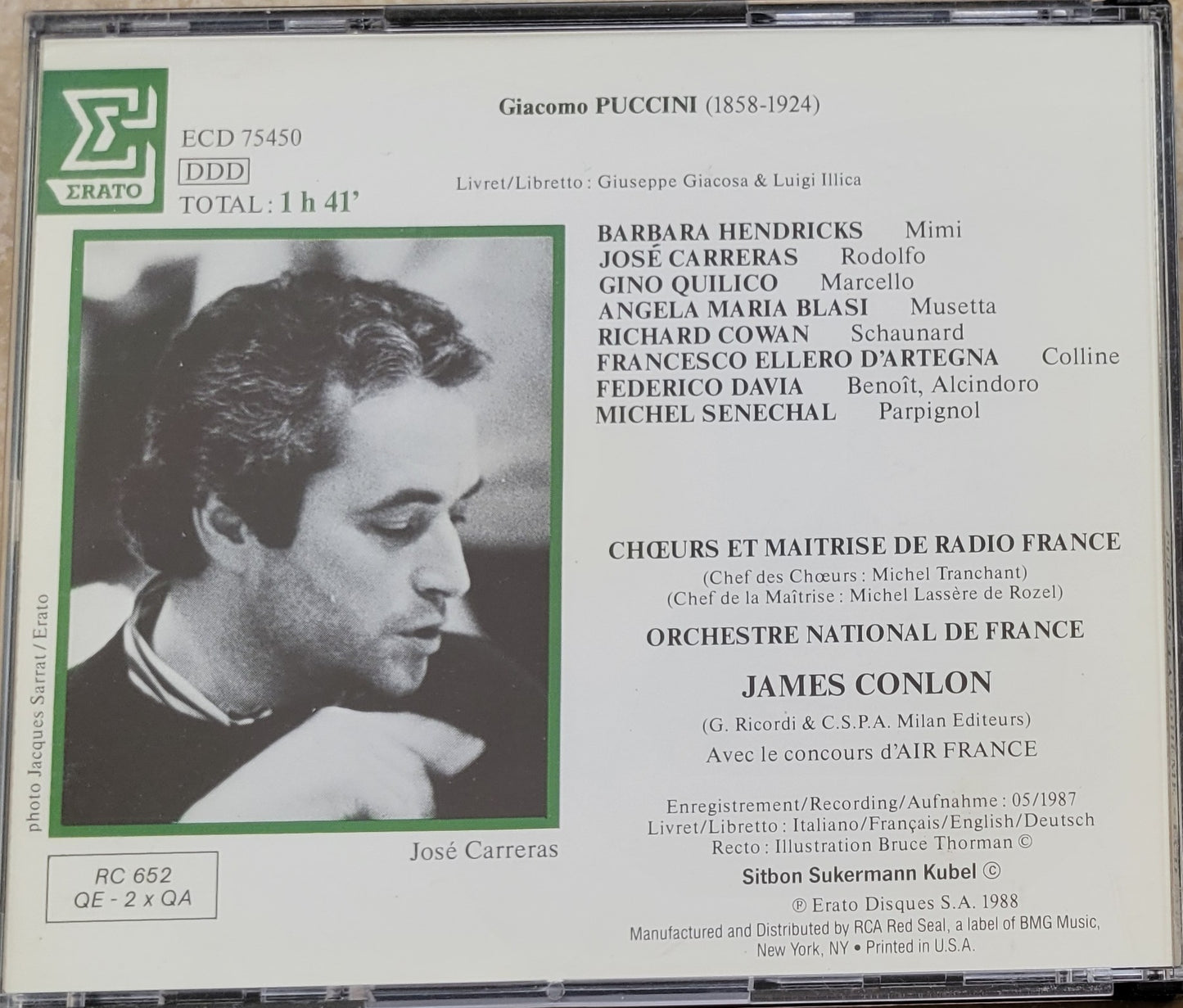 Music CD - Puccini: La Boheme, Barbara Hendricks, Jose Carreras, 2 CDs, 1988